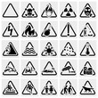 Symbols warning hazard. Vector icon set.