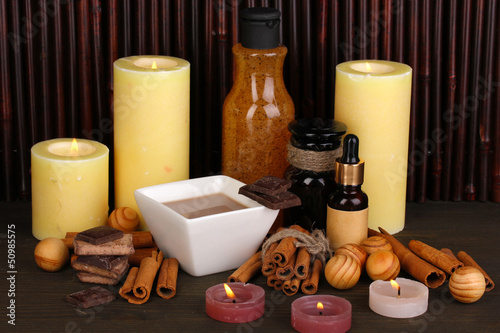 Photo: Beautiful chocolate spa setting Beautiful chocolate spa setting