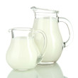 Two jugs of milk isolated on white