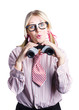 Business woman with binoculars