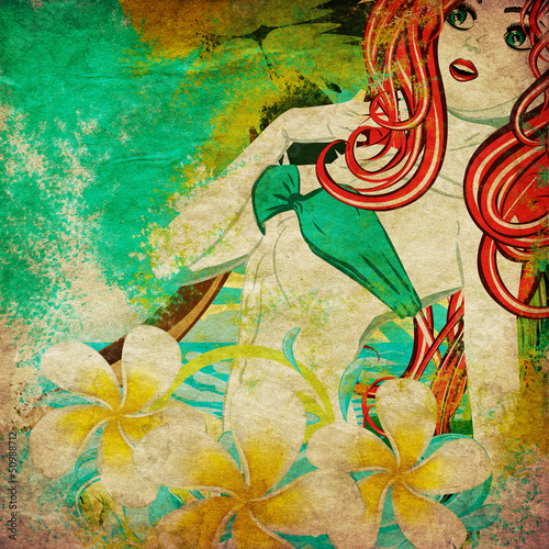 Illustration: Grunge island girl Grunge island girl