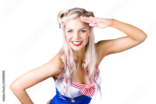 Photo: Sexy pin-up woman in sailor outfit Sexy pin-up woman in sailor outfit
