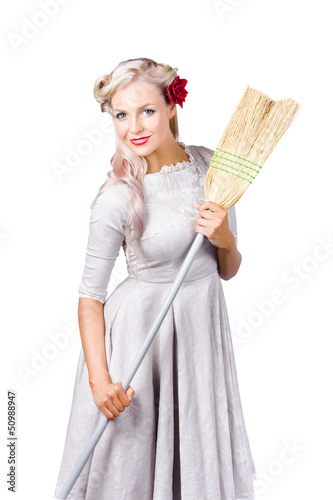 Photo: Housemaid with broom Housemaid with broom