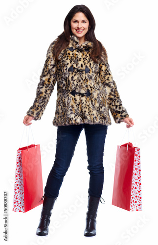 Photo: Beautiful woman with shopping bags. Beautiful woman with shopping bags.