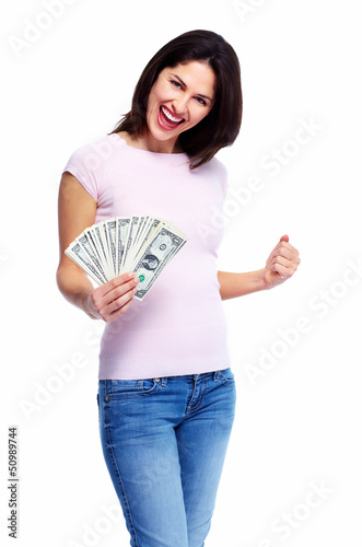 Photo: Happy woman with money. Happy woman with money.