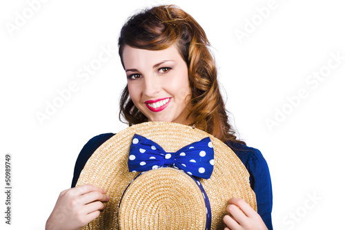 Photo: Pinup girl with straw hat Pinup girl with straw hat