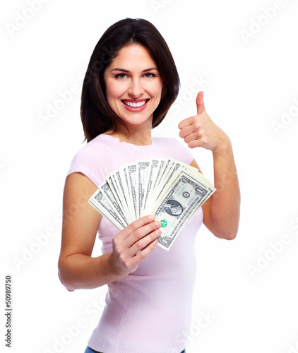 Photo: Happy woman with money. Happy woman with money.