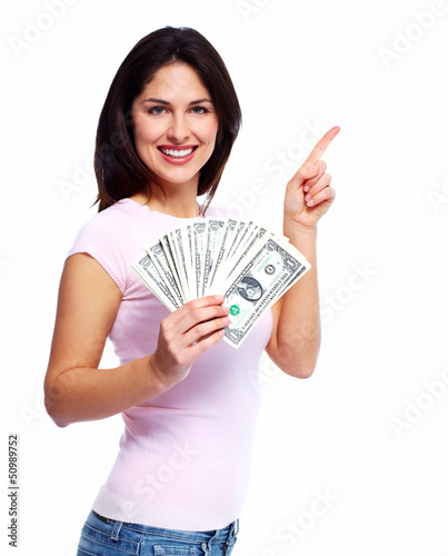 Photo: Happy woman with money. Happy woman with money.