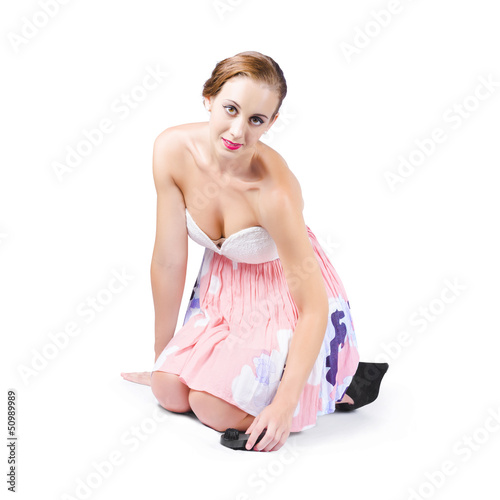 Photo: Young woman cleaning floor Young woman cleaning floor