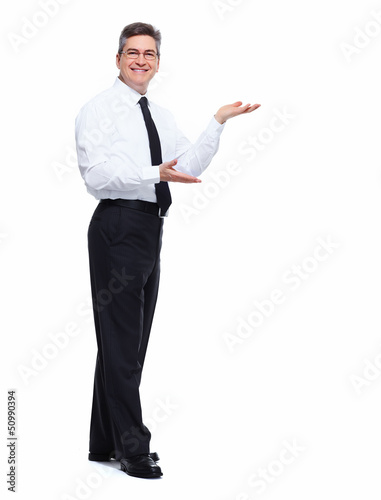 Photo: Businessman presenting a copyspace. Businessman presenting a copyspace.