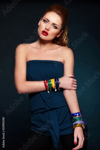 Photo: glamor sexy stylish blond model with bright makeup glamor sexy stylish blond model with bright makeup