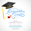 vector illustration of mortar board with graduation scroll