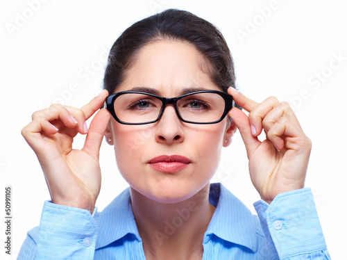 Photo: Business woman with eyeglasses . Business woman with eyeglasses .