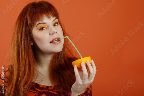 Photo: girl with orange girl with orange