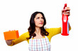 Photo: Young smiling cleaner woman. Young smiling cleaner woman.