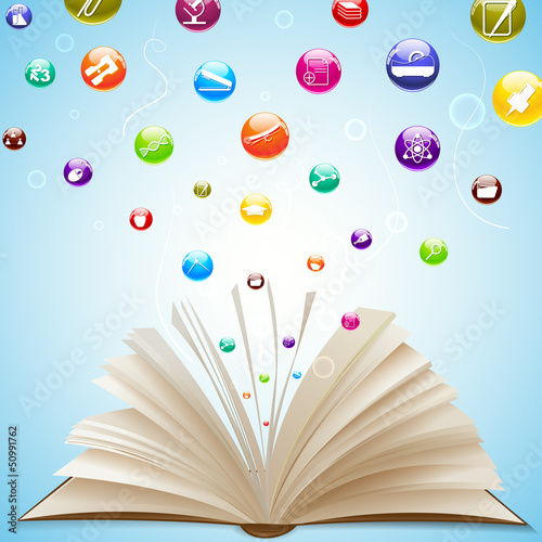 Vector: vector illustration of education icon coming out of open book vector illustration of education icon coming out of open book