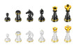 Template of chess pieces. Perspective view