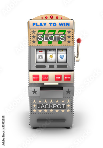 Illustration: A slot machine, gamble machine. A slot machine, gamble machine.