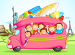 vector illustration of kids enjoying school trip