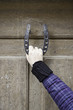 Woman holding horseshoe