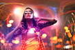 Young girl listens to music