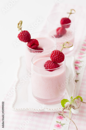 Photo: yogurt with raspberry yogurt with raspberry