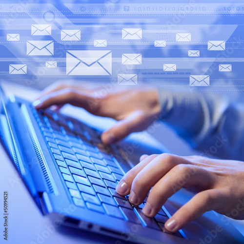 Photo: Click! Hands of a man on keyboard Click! Hands of a man on keyboard