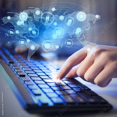 Photo: Click! Hands of a man on keyboard Click! Hands of a man on keyboard