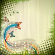 Vector: Background with butterflies and wood texture Background with butterflies and wood texture