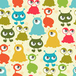 Abstract seamless pattern with cute monsters.