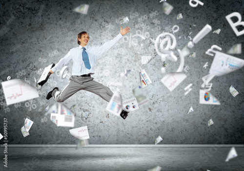 Photo: Image of running businessman Image of running businessman