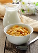healthy breakfast of muesli with milk