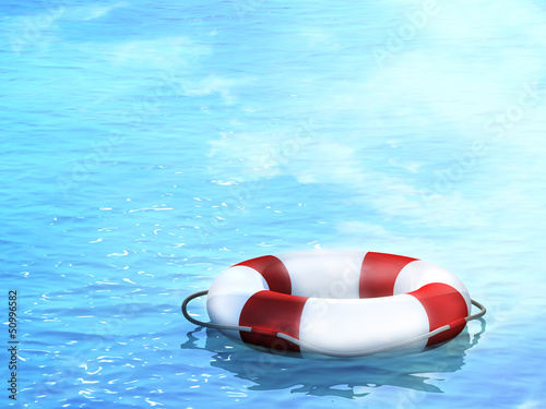 Illustration: Lifebuoy, floating on waves Lifebuoy, floating on waves