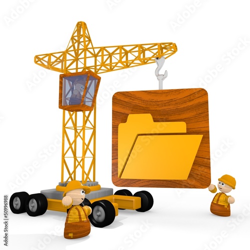 Illustration: Illustration of a regular folder icon with a crane Illustration of a regular folder icon with a crane