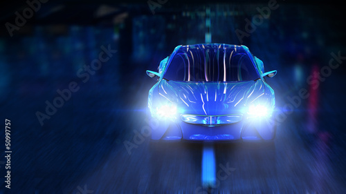 Illustration: Sports Car at night in the city Sports Car at night in the city