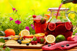 Refreshing sangria (punch) with fruits