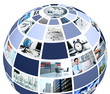 Office collage in globe shape
