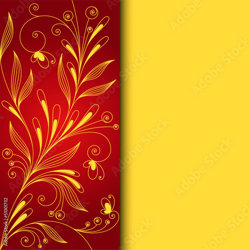 Vector: Floral pattern on red background Floral pattern on red background