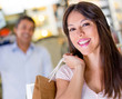 Happy woman shopping