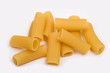 Rigatoni, Italian pasta on a white background