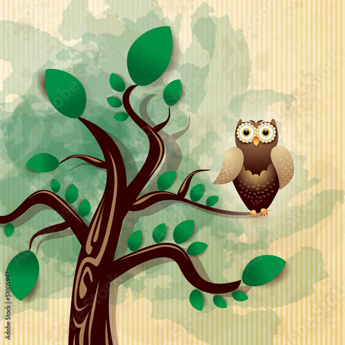 Vector: Owl and tree Owl and tree