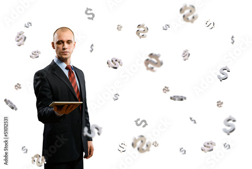Photo: man holding tablet man holding tablet