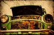 Retroplakat - Altes Schrottauto