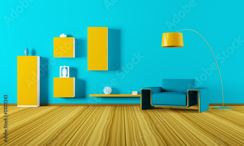 Illustration: Interior of living room with armchair 3d render Interior of living room with armchair 3d render