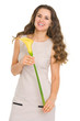 Portrait of happy young woman with flower