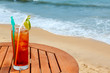 Americano cocktail with ice on the table