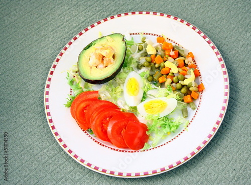 Photo: assiette ,avocat et crudités assiette ,avocat et crudités