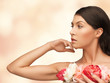 relaxed woman with flowers