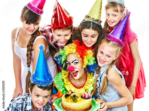 Photo: Birthday party group of child with cake. Birthday party group of child with cake.