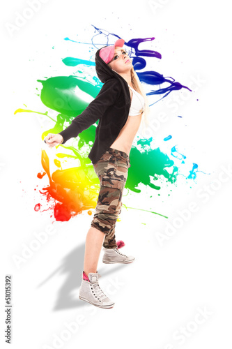 Photo: Female Dancer over white background with splash Female Dancer over white background with splash